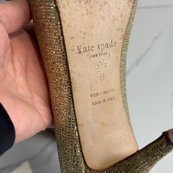 Kate Spade Women Glitter Effect Cross Strap Sequin High Heels Shoes Gold Size 8 - Picture 7 of 11